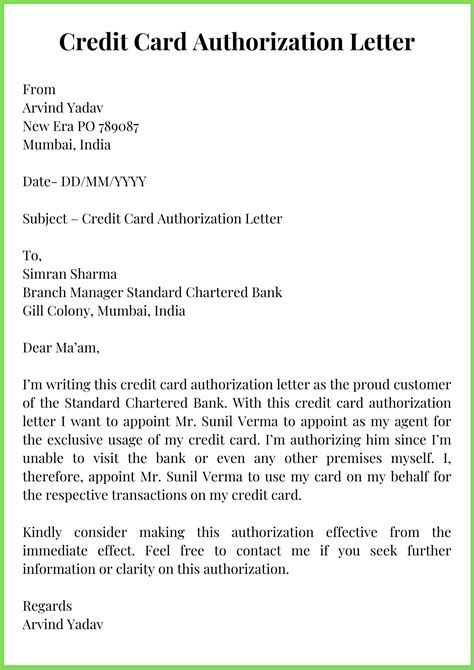 rfid authorization to use and charge credit card|credit card authorization letter template.